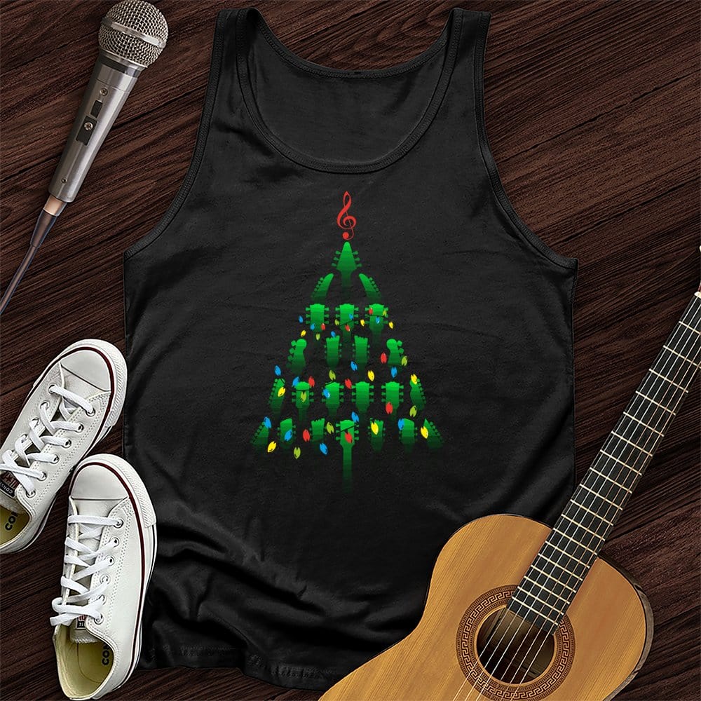 Printify Tank Top Black / XS Guitar Christmas Tree Unisex Tank Top