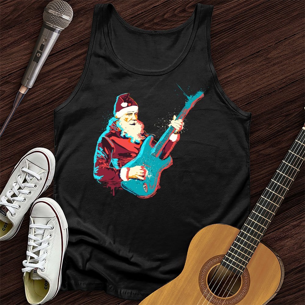 Printify Tank Top Black / XS Guitar Santa Unisex Tank Top