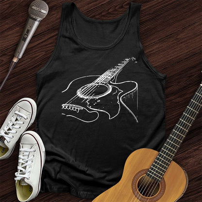 Printify Tank Top Black / XS Guitar Sketch Unisex Tank Top