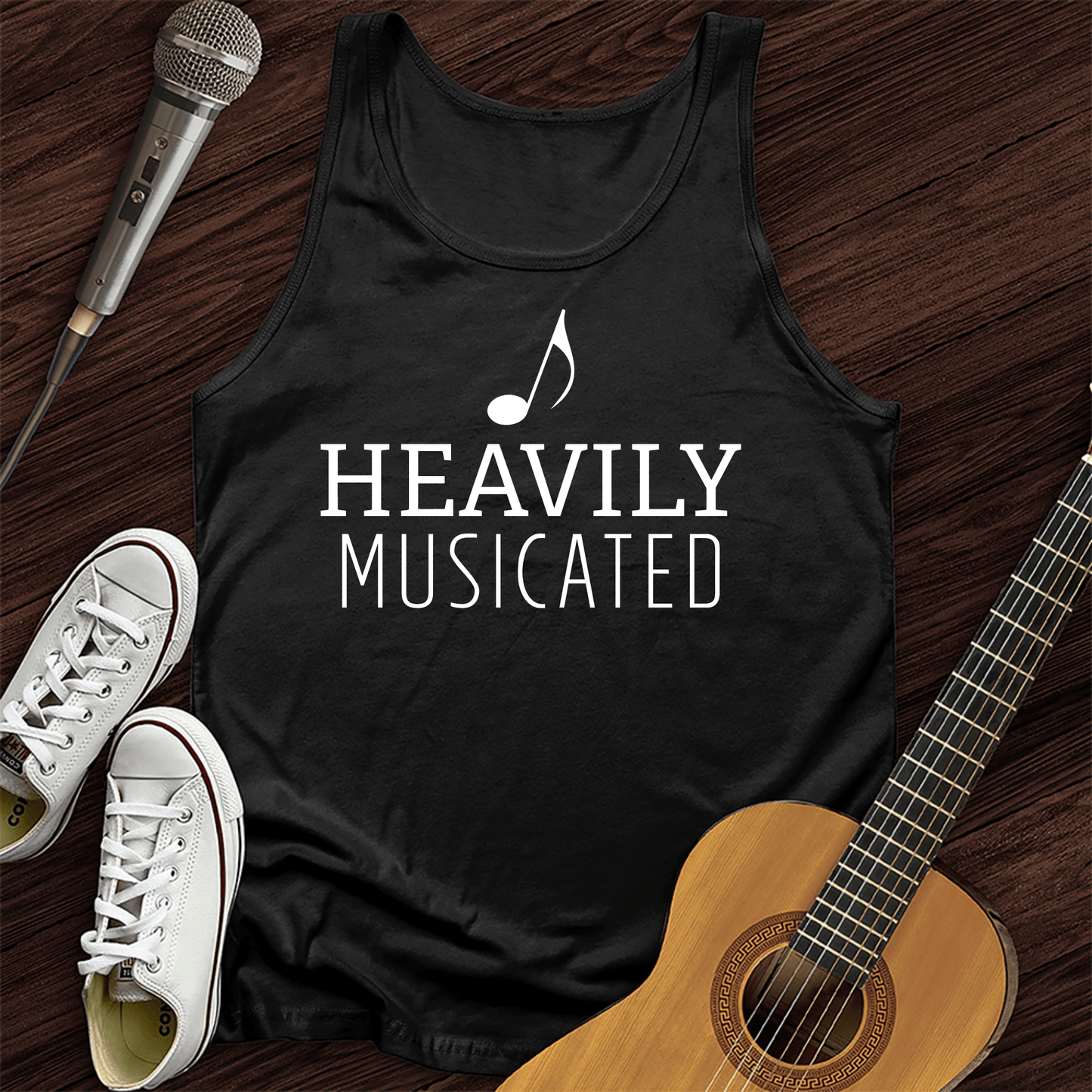 Printify Tank Top Black / XS Heavily Musicated Unisex Tank Top