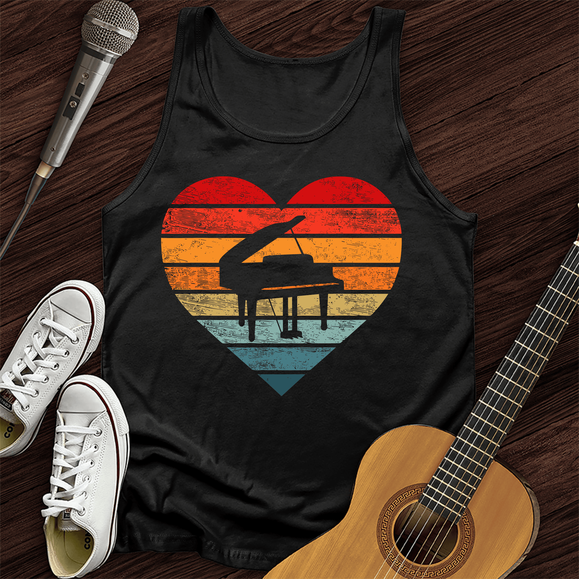 Printify Tank Top Black / XS I Love Piano Tank Top