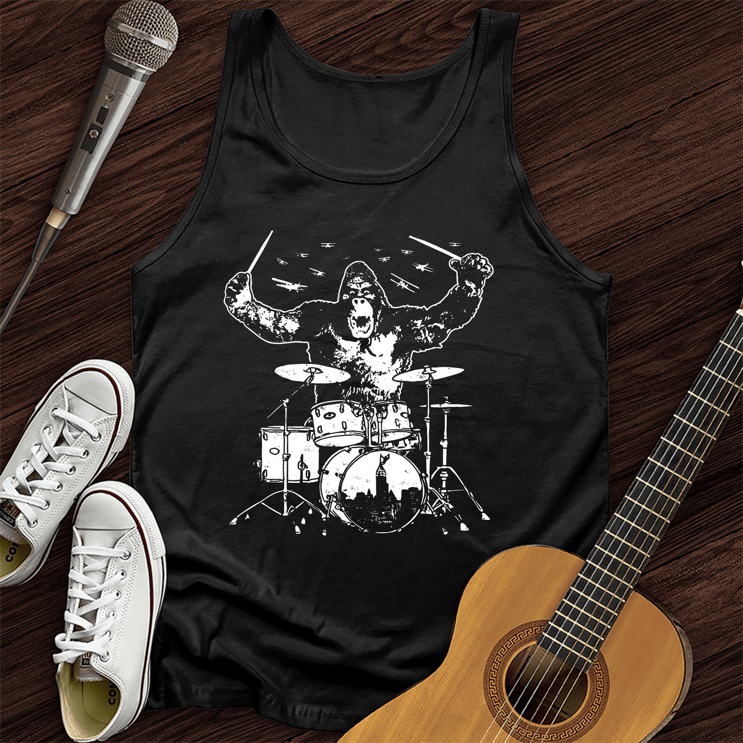 Printify Tank Top Black / XS King Kong Drums Unisex Tank Top