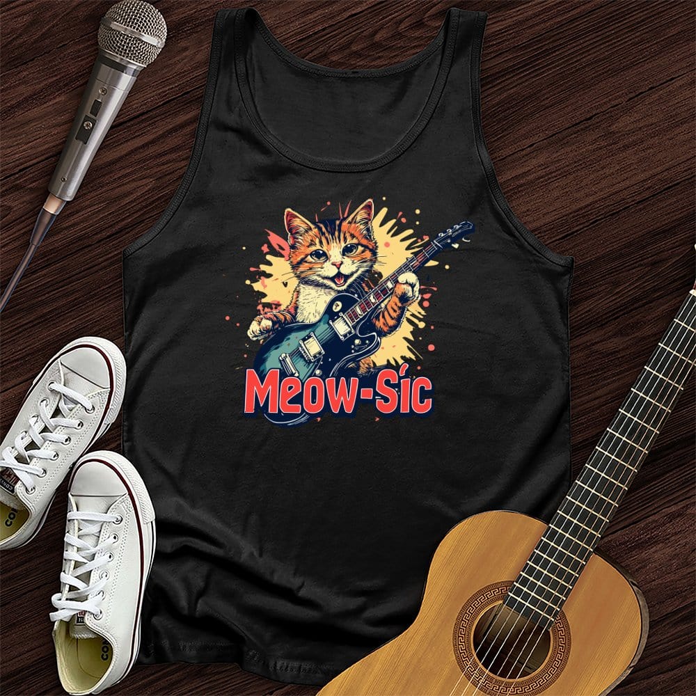 Printify Tank Top Black / XS Meow-sic Unisex Tank Top