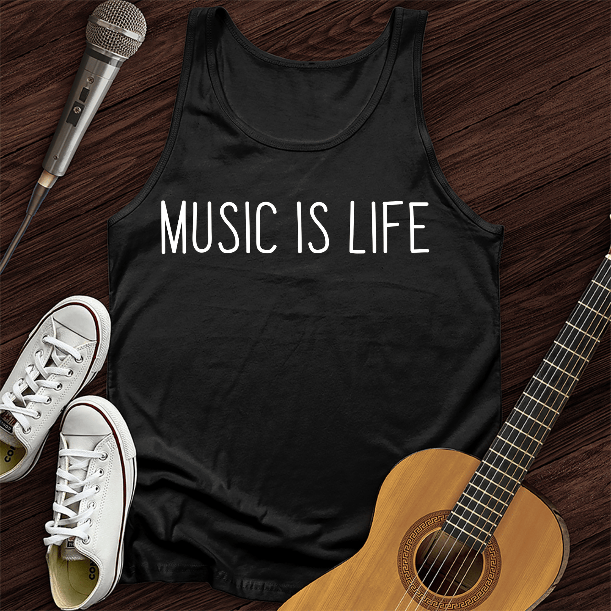 Printify Tank Top Black / XS Music Is Life Unisex Tank Top