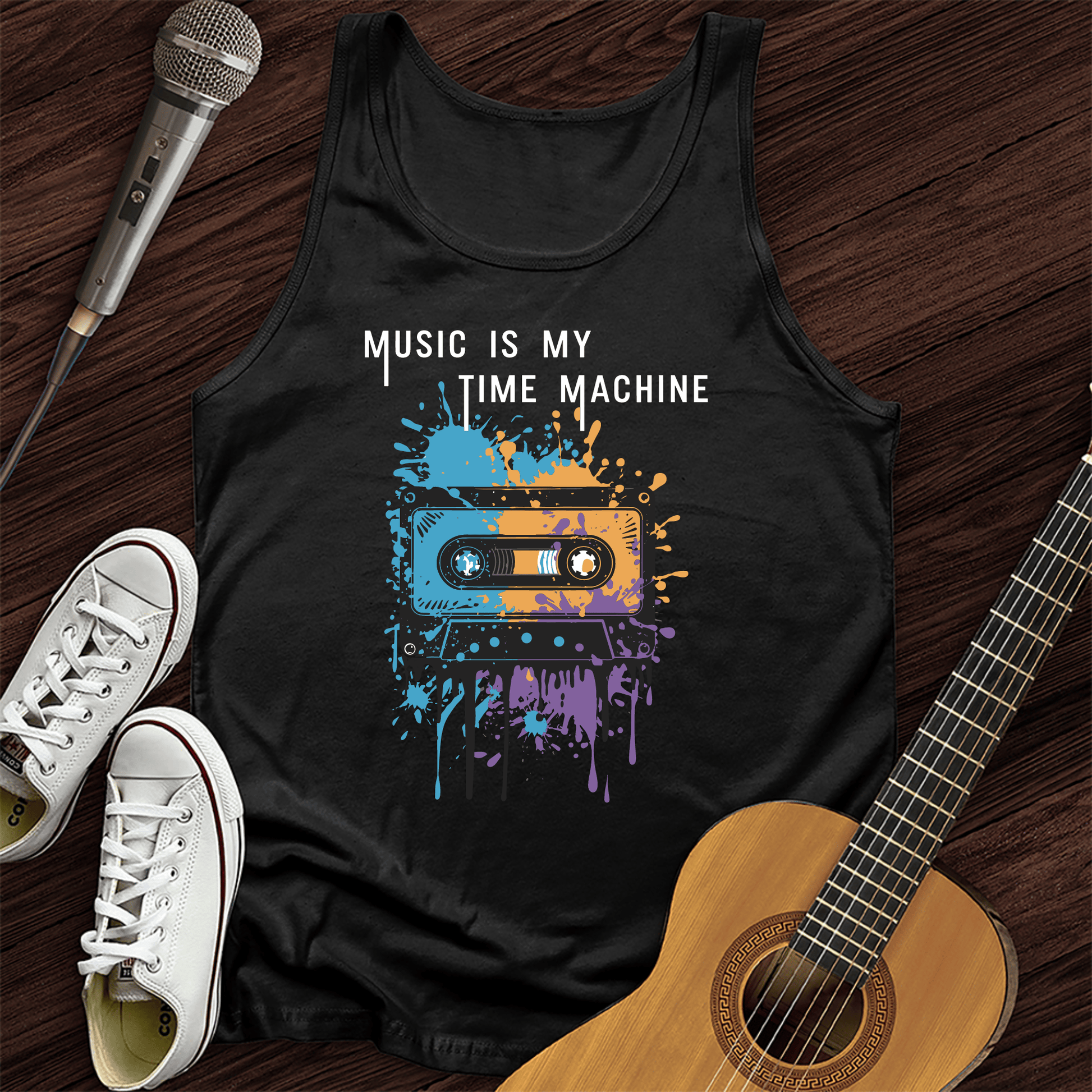 Printify Tank Top Black / XS Music Is My Time Machine Tank Top