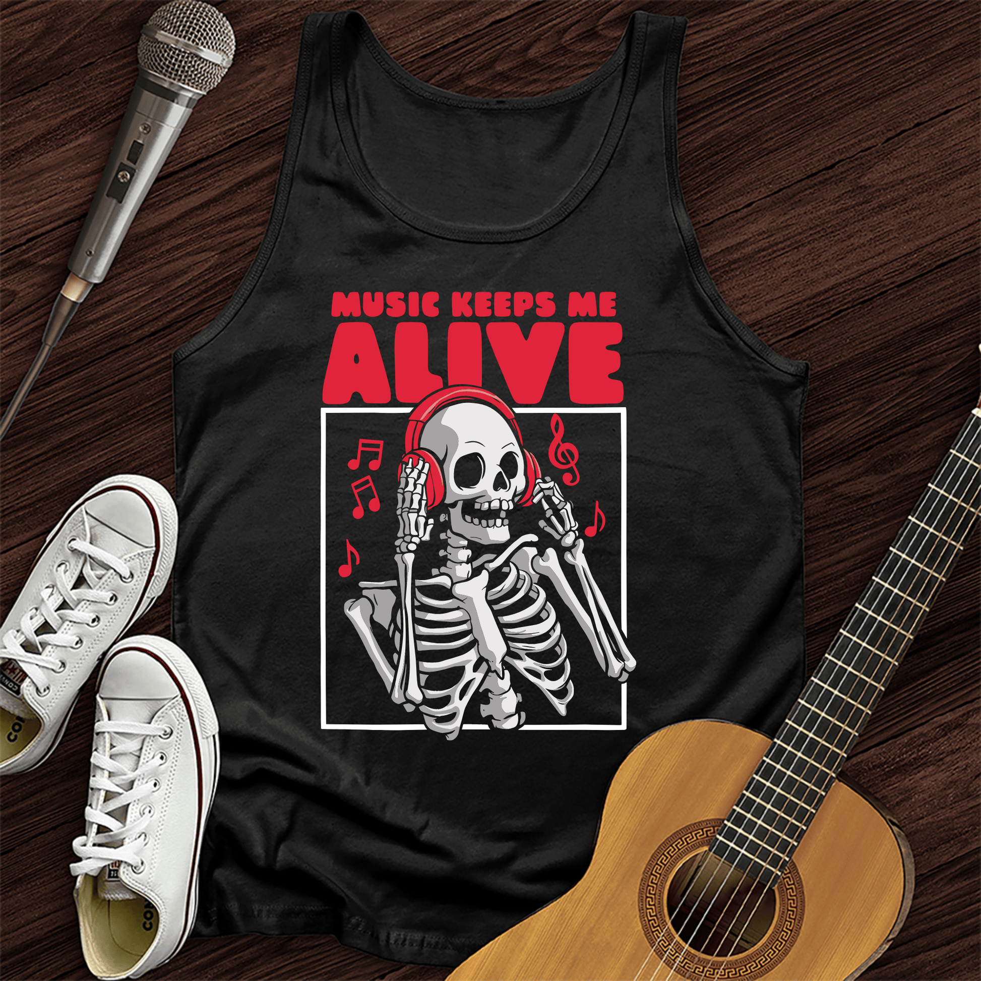 Printify Tank Top Black / XS Music Keeps Me Alive Tank Top