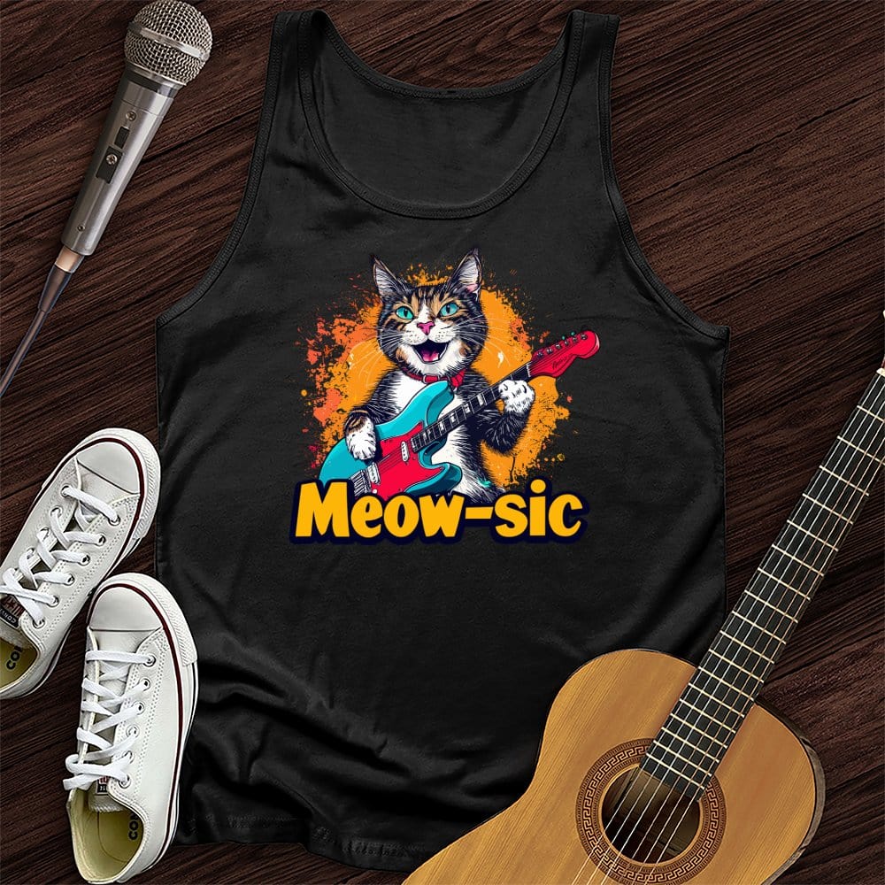 Printify Tank Top Black / XS Music Meow Unisex Tank Top