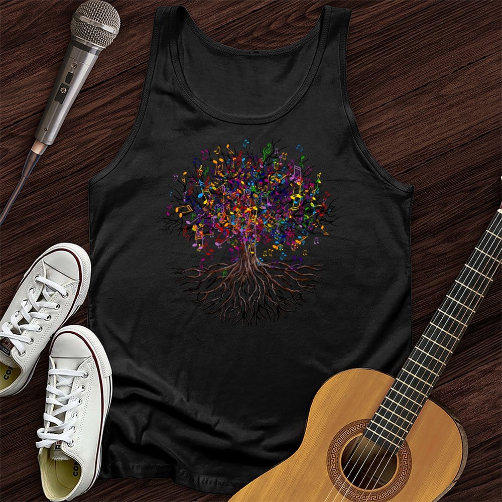 Printify Tank Top Black / XS Music Note Tree Unisex Tank Top