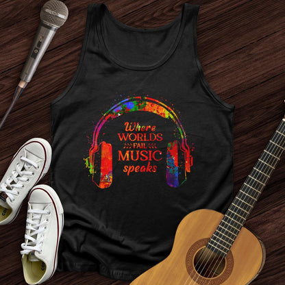 Printify Tank Top Black / XS Music Speaks Unisex Tank Top
