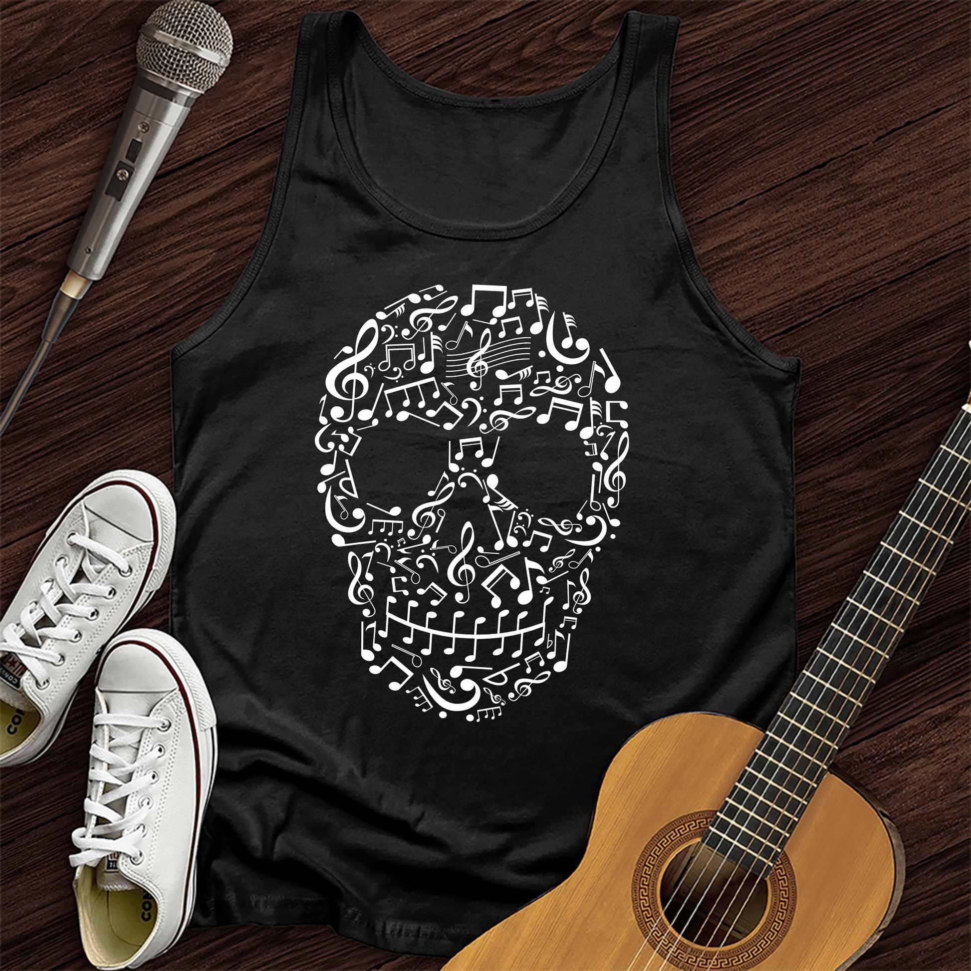 Printify Tank Top Black / XS Musical Skull Unisex Tank Top