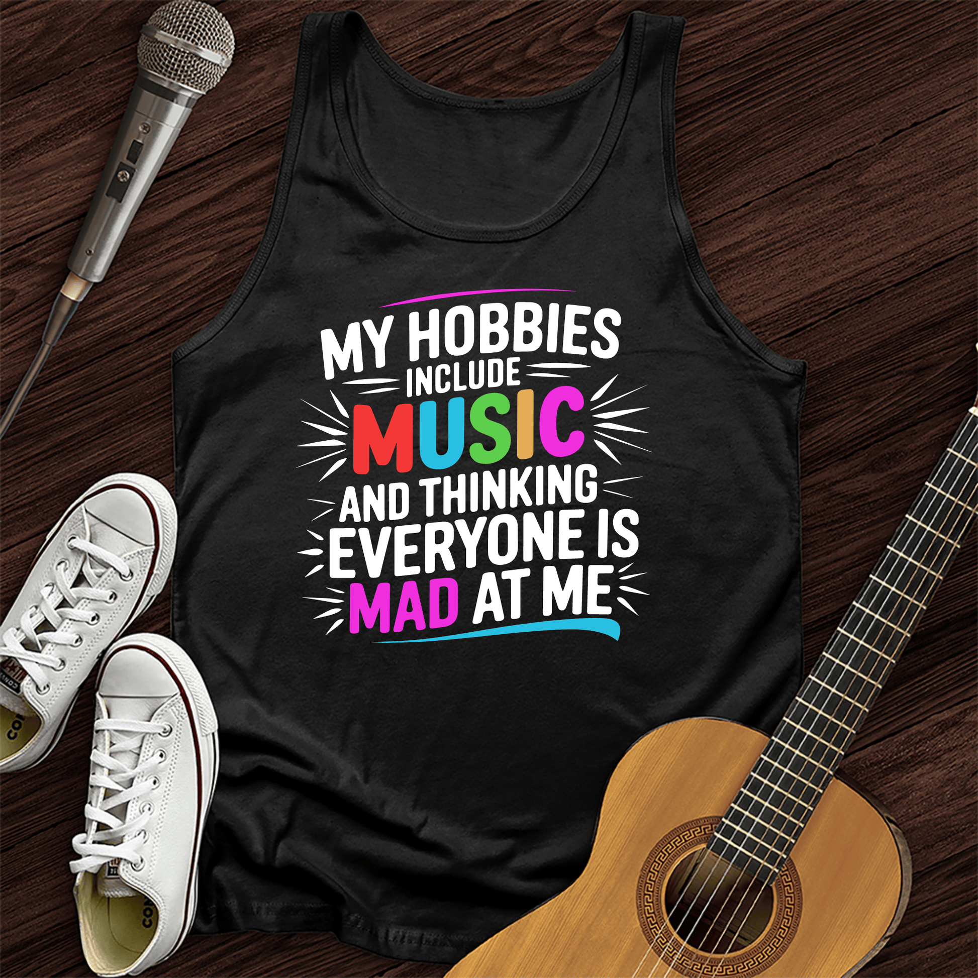 Printify Tank Top Black / XS My Hobbies Include Music Tank Top