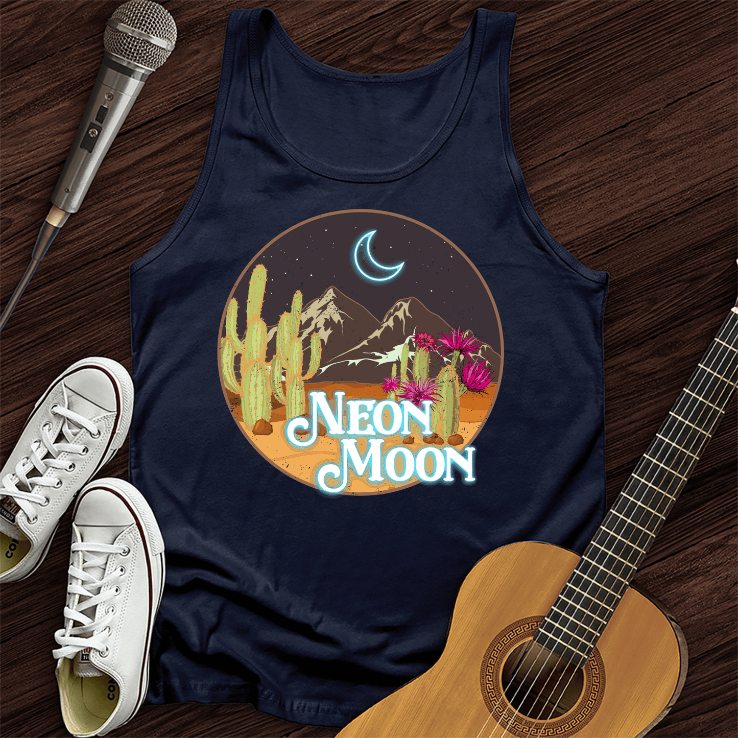 Printify Tank Top Black / XS Neon Moon Unisex Tank Top