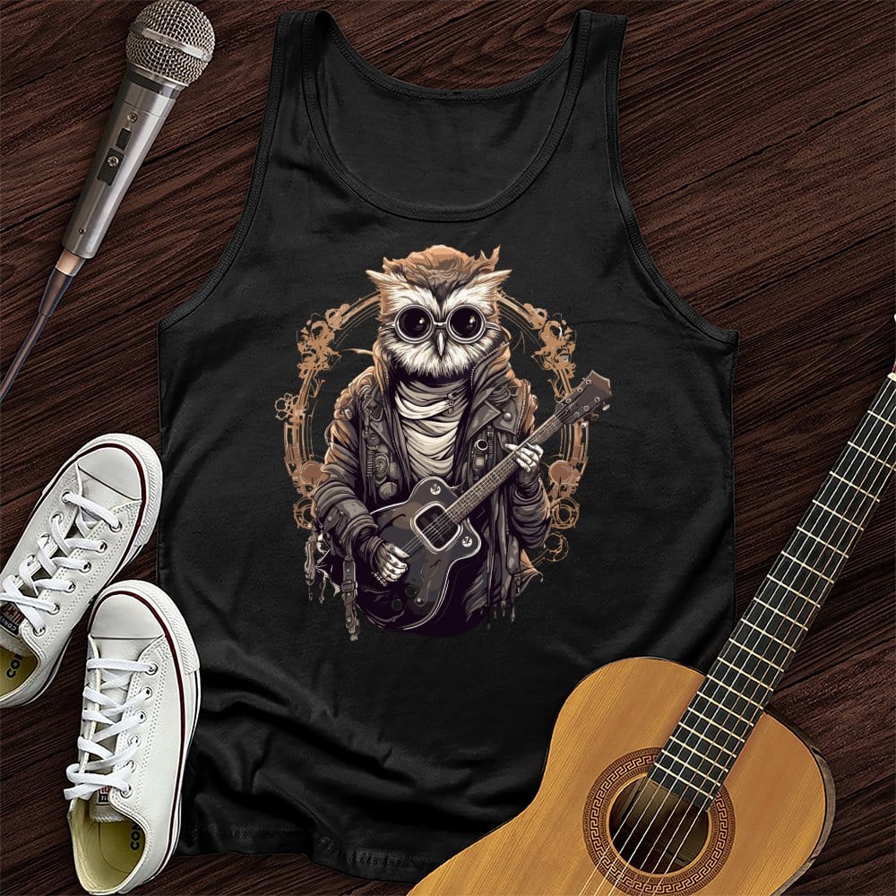 Printify Tank Top Black / XS Owl Playing Guitar Unisex Tank Top