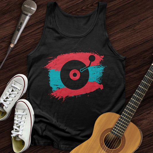 Printify Tank Top Black / XS Painted Record Unisex Tank Top