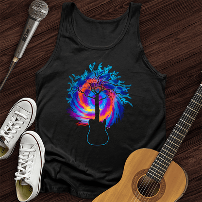 Printify Tank Top Black / XS Psychedelic Tree Guitar Tank Top
