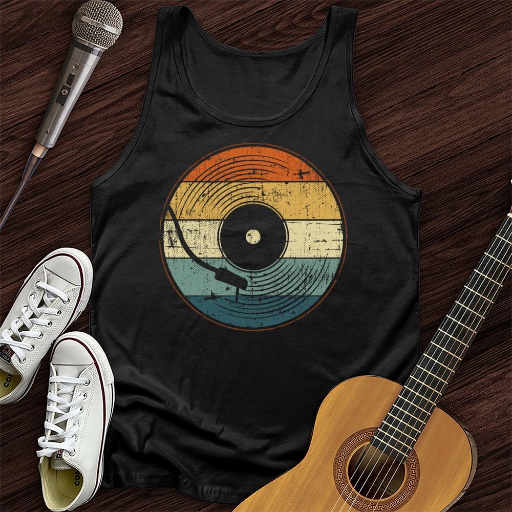 Printify Tank Top Black / XS Retro Record Unisex Tank Top