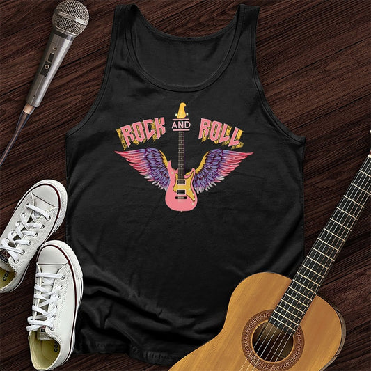 Printify Tank Top Black / XS Rock and Roll is Pink Unisex Tank Top