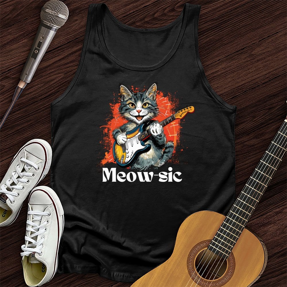 Printify Tank Top Black / XS Rockin' Cat Unisex Tank Top