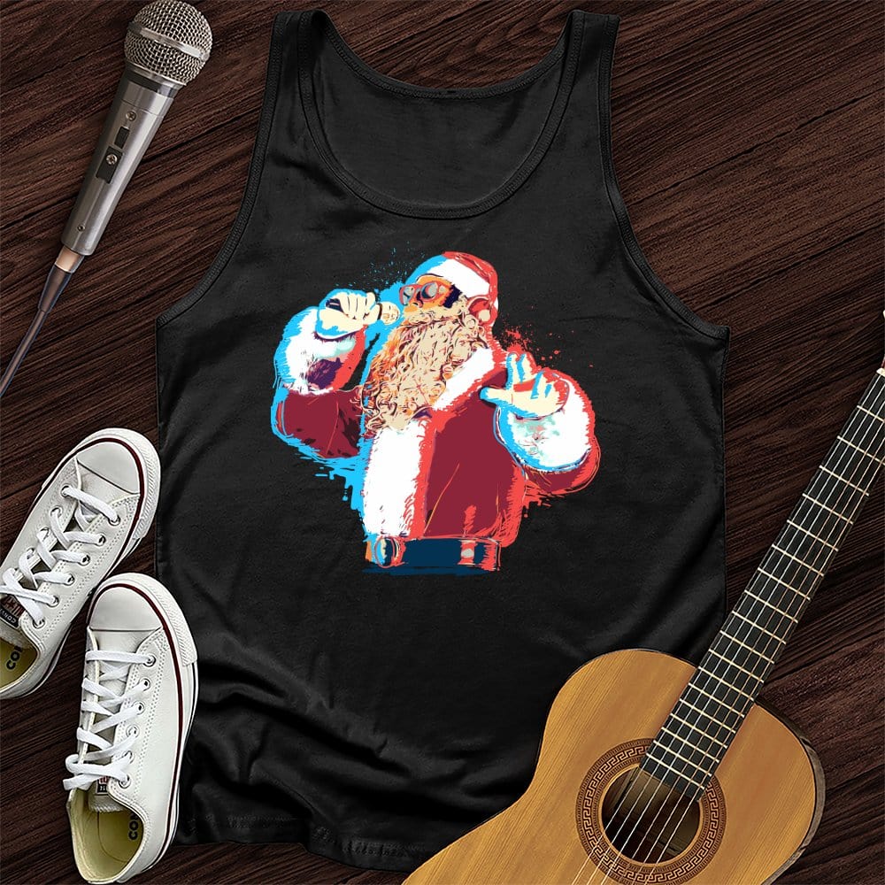 Printify Tank Top Black / XS Santa On The Mic Unisex Tank Top