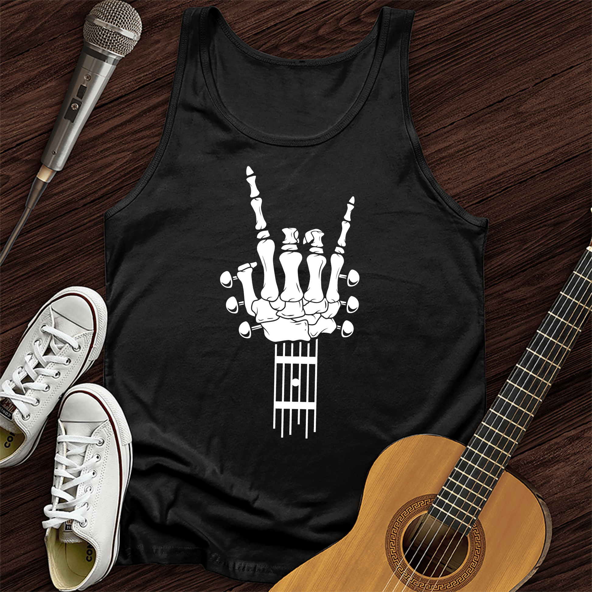 Printify Tank Top Black / XS Skeleton Guitar Unisex Tank Top