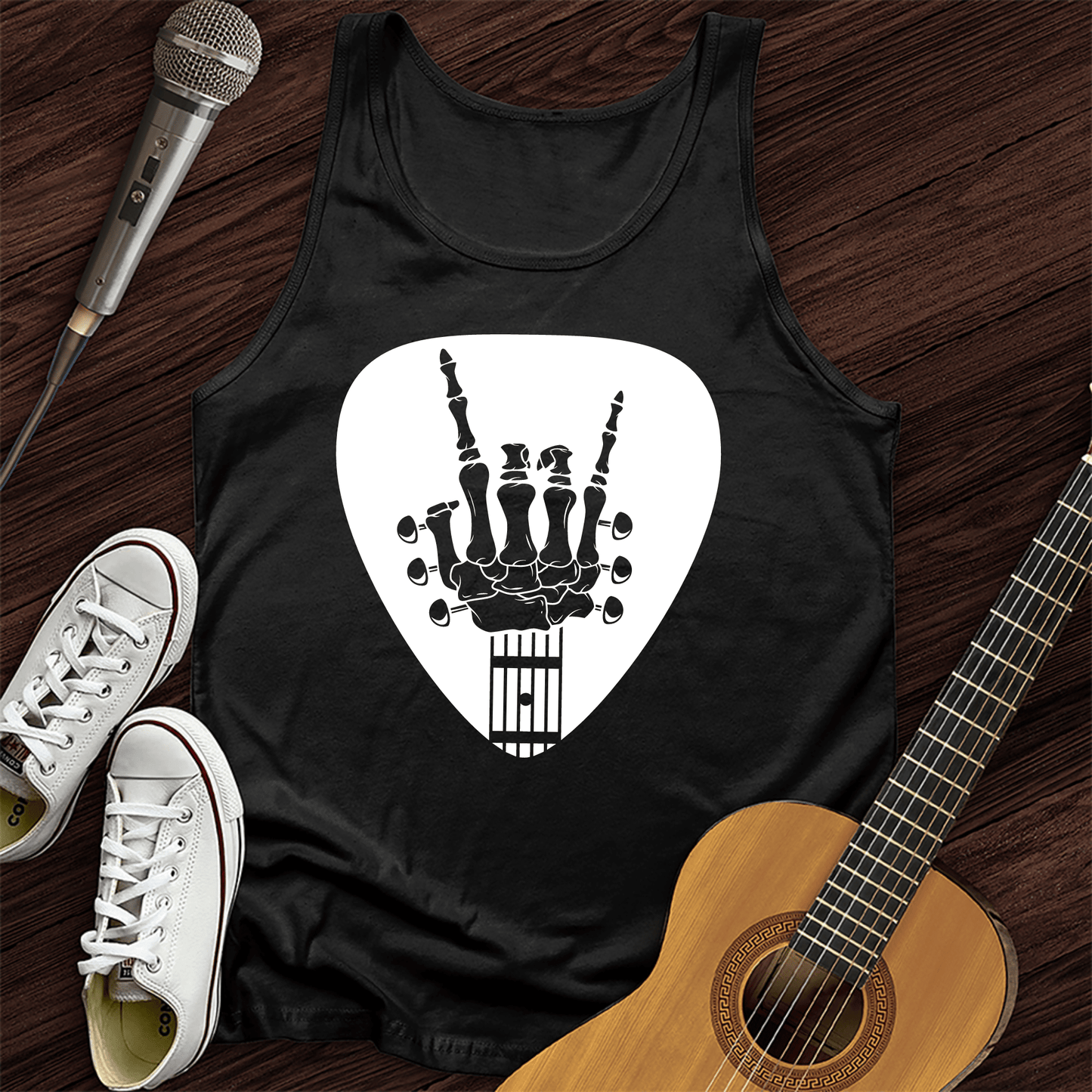 Printify Tank Top Black / XS Skeleton Pick Unisex Tank Top