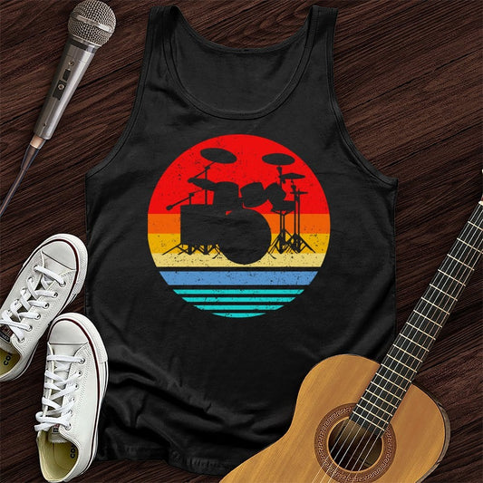 Printify Tank Top Black / XS Vintage Drum Set Unisex Tank Top