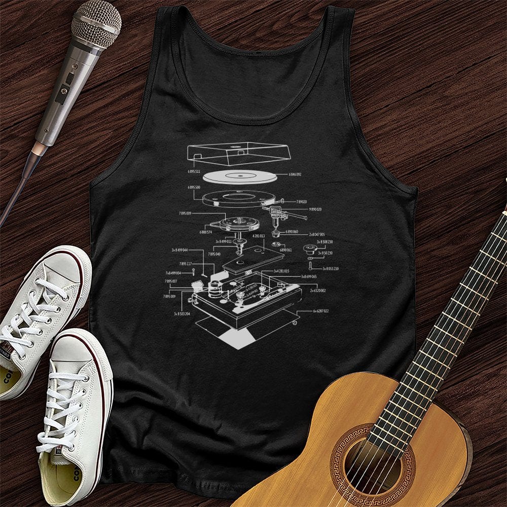 Printify Tank Top Black / XS Vinyl Turntable Diagram Unisex Tank Top