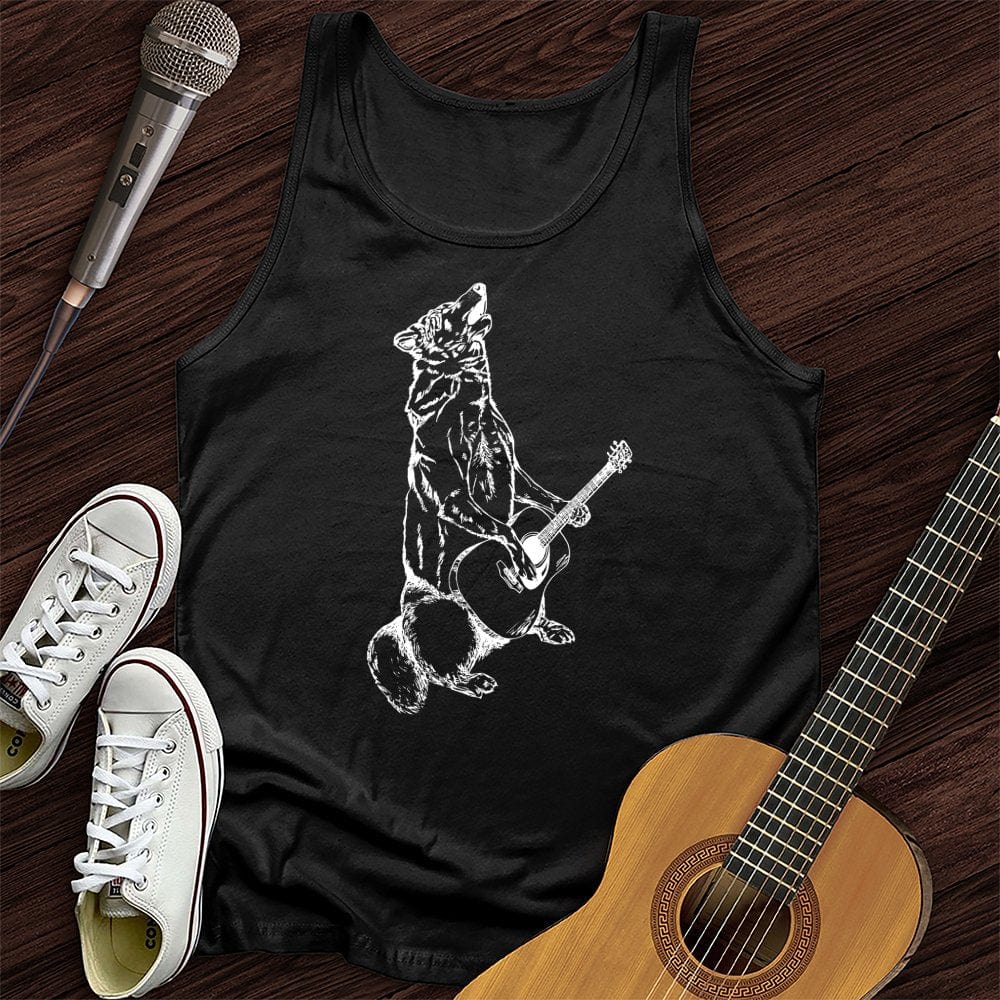 Printify Tank Top Black / XS Wolf Guitar Unisex Tank Top