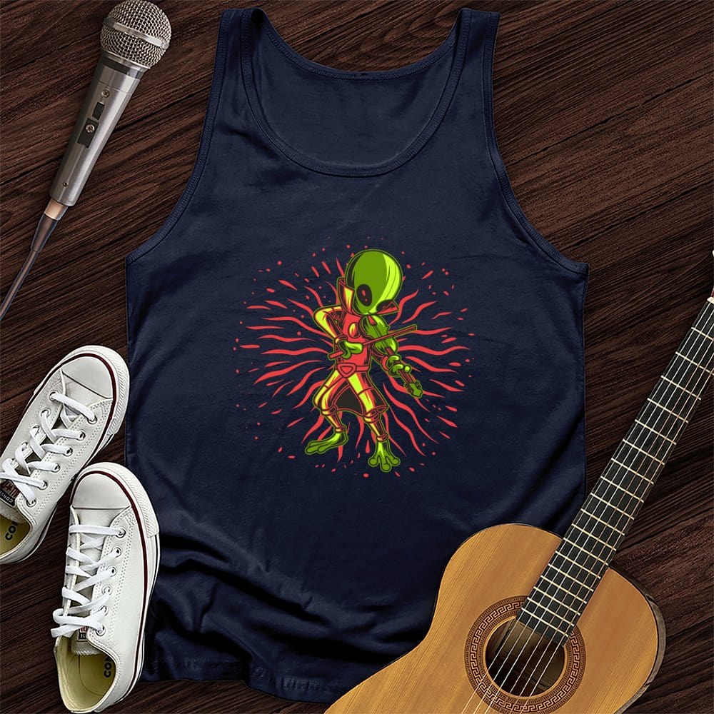 Printify Tank Top Navy / XS Alien Playing Violin Unisex Tank Top