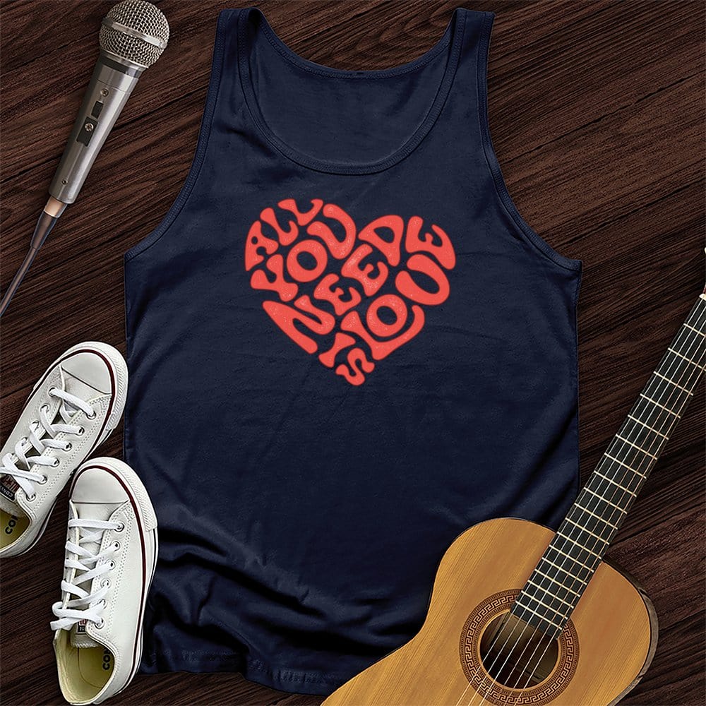 Printify Tank Top Navy / XS All You Need Is Love Unisex Tank Top
