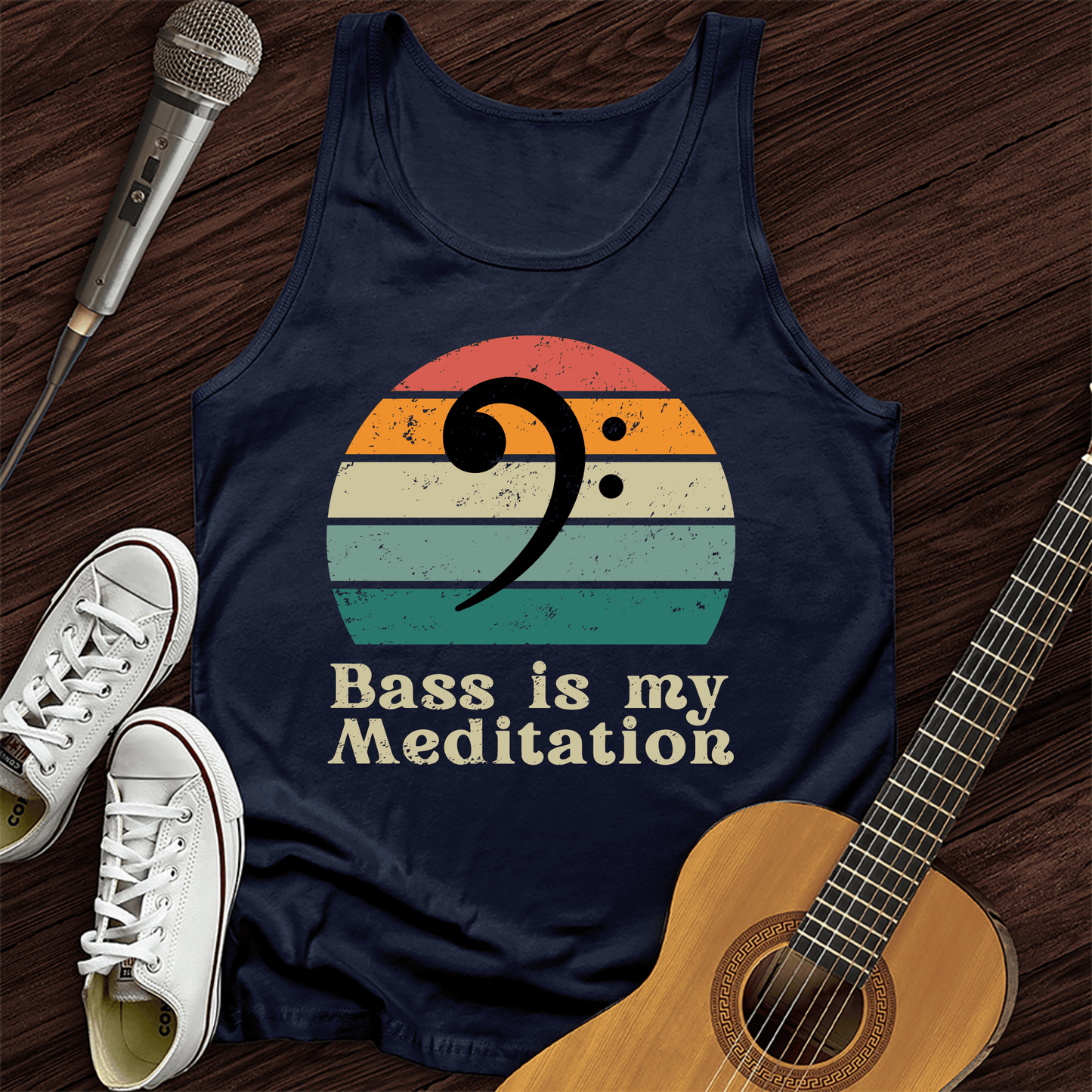 Printify Tank Top Navy / XS Bass Is My Meditation Tank Top