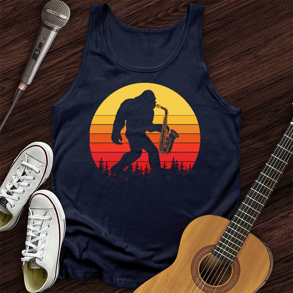 Printify Tank Top Navy / XS BigFoot Playing Sax Unisex Tank Top