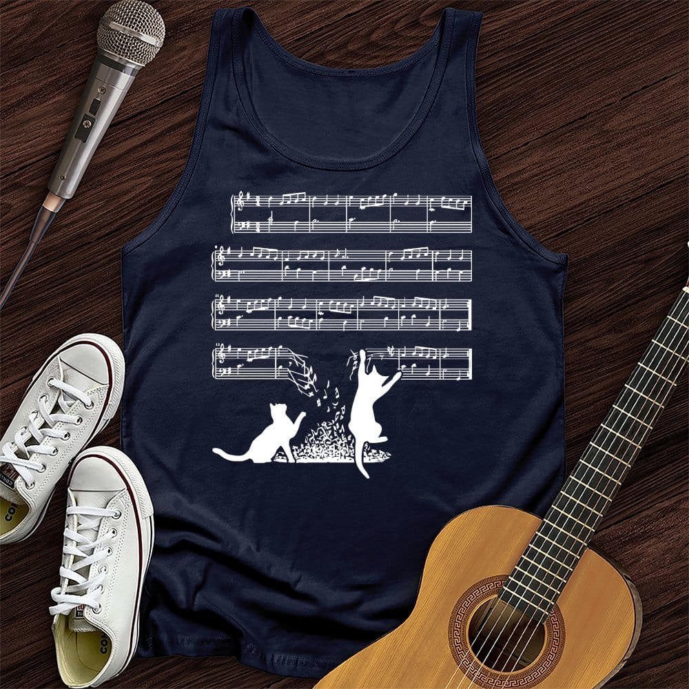 Printify Tank Top Navy / XS Cat Music Sheet Unisex Tank Top