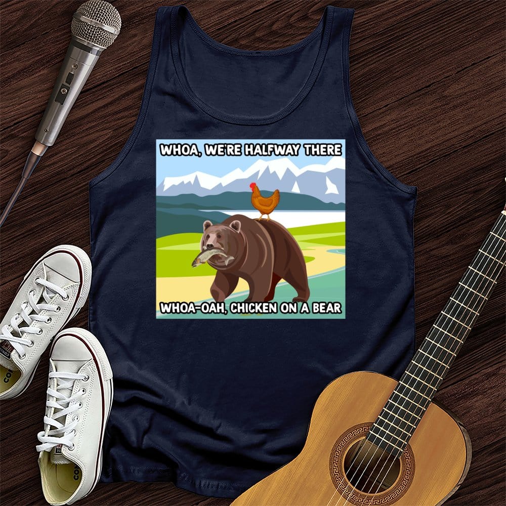 Printify Tank Top Navy / XS Chicken On A Bear Unisex Tank Top