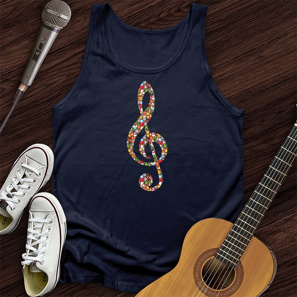 Printify Tank Top Navy / XS Christmas Treble Clef Unisex Tank Top