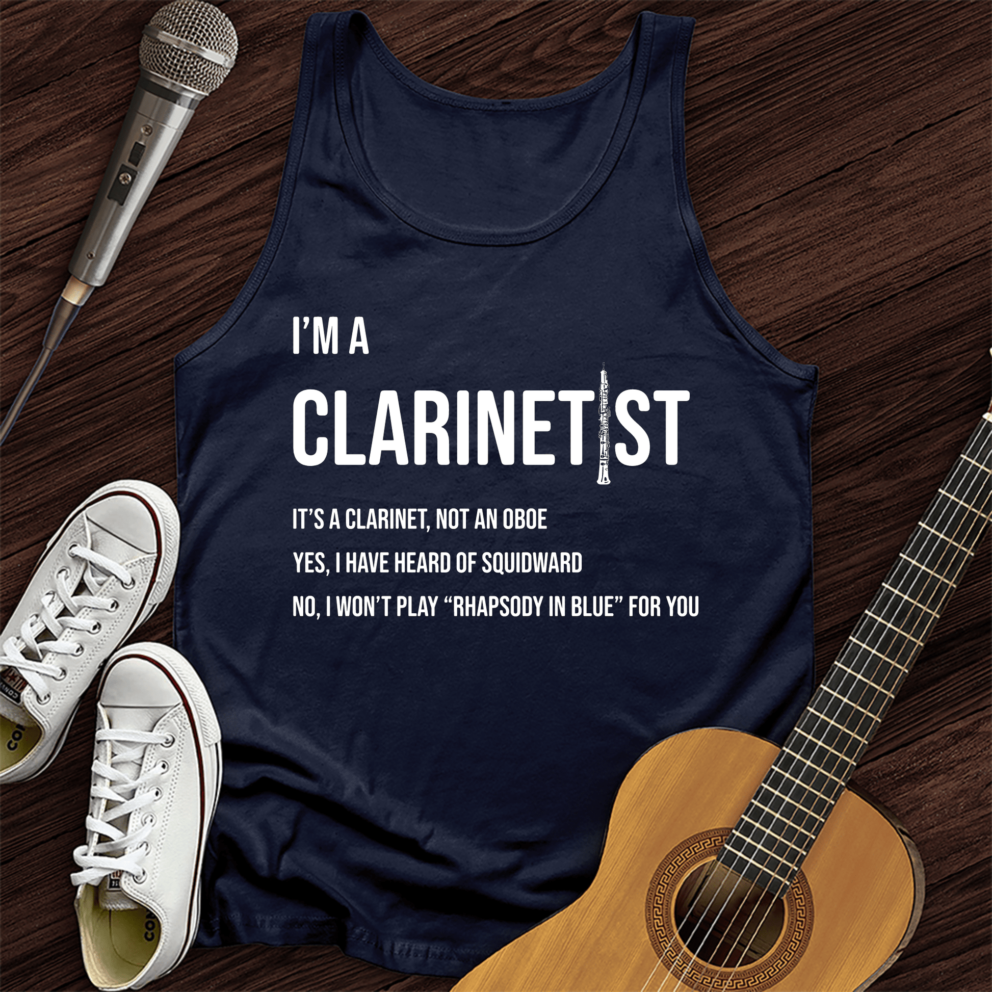 Printify Tank Top Navy / XS Clarinetist Tank Top