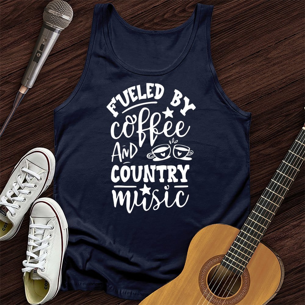 Printify Tank Top Navy / XS Coffee and Country Music Unisex Tank Top