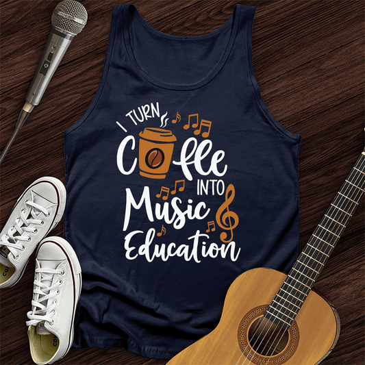 Printify Tank Top Navy / XS Coffee Into Music education Tank Top