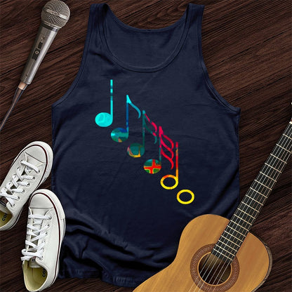 Printify Tank Top Navy / XS Colorful Music Notes Unisex Tank Top