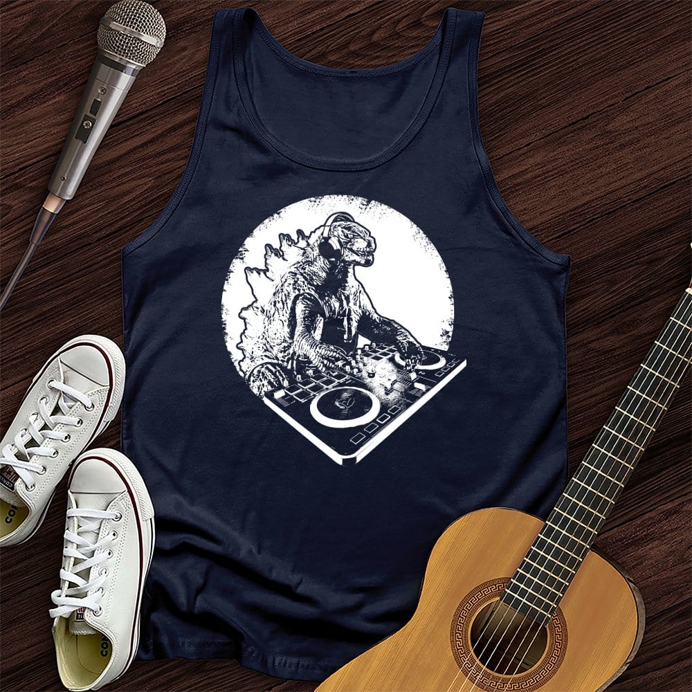 Printify Tank Top Navy / XS Dino DJ Unisex Tank Top