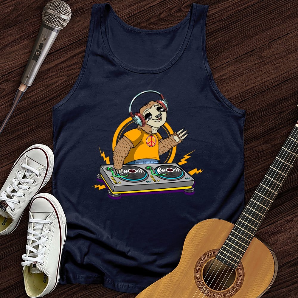 Printify Tank Top Navy / XS DJ Sloth Unisex Tank Top