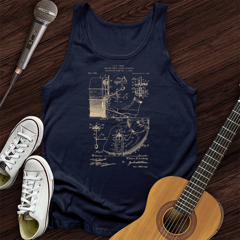 Printify Tank Top Navy / XS Drum Patent Unisex Tank Top