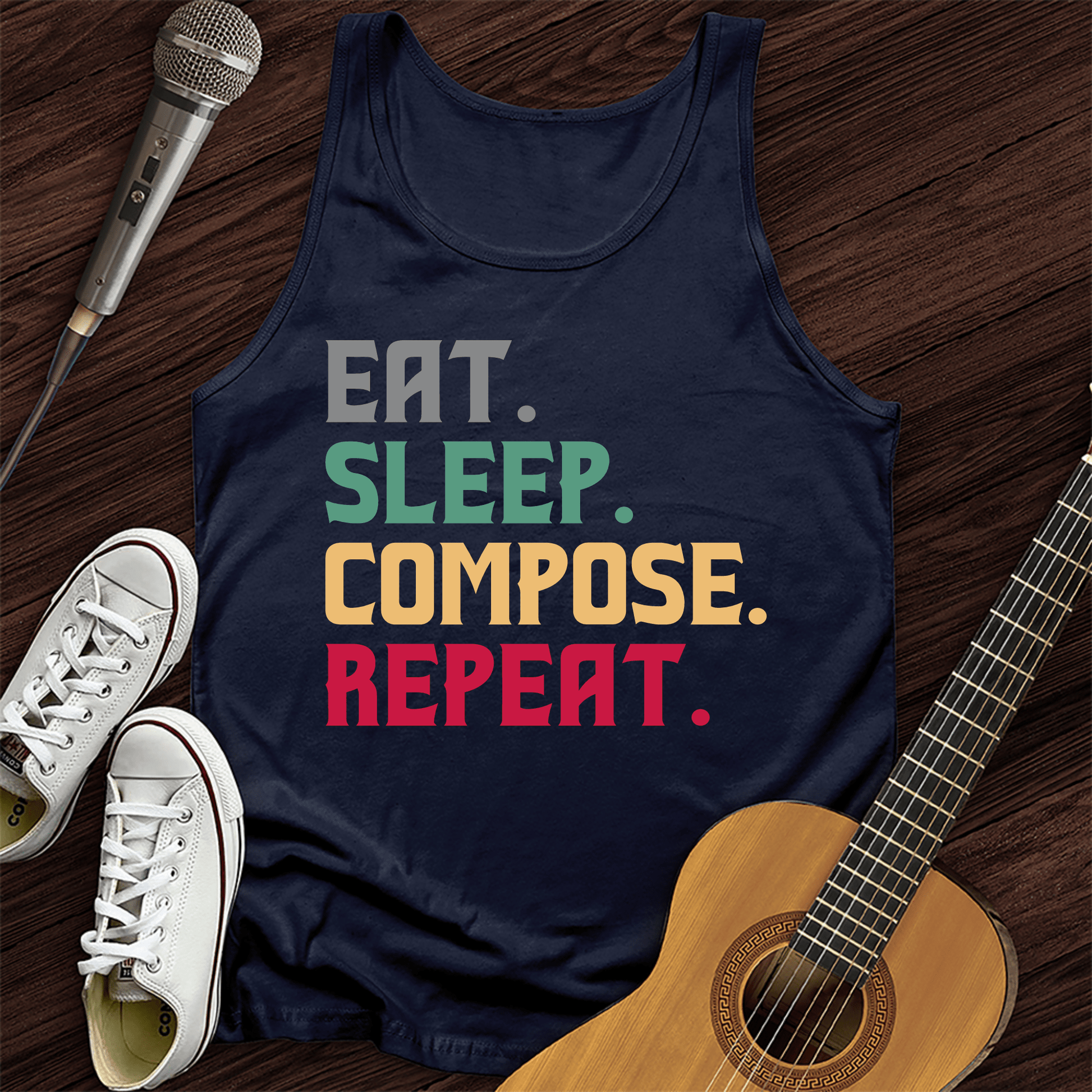 Printify Tank Top Navy / XS Eat, Sleep, Compose, Repeat Tank Top