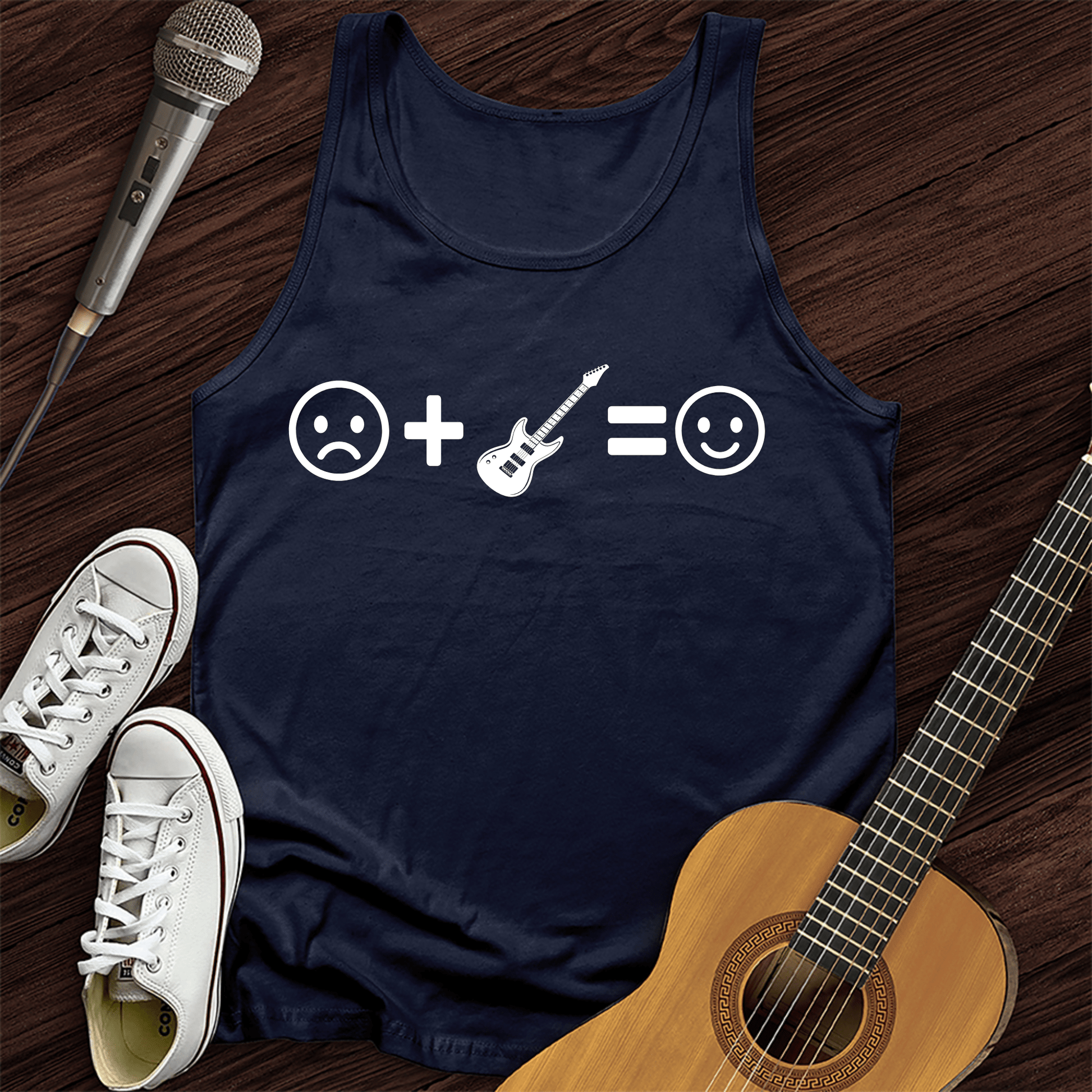 Printify Tank Top Navy / XS Electric Guitar Makes Me Happy Tank Top