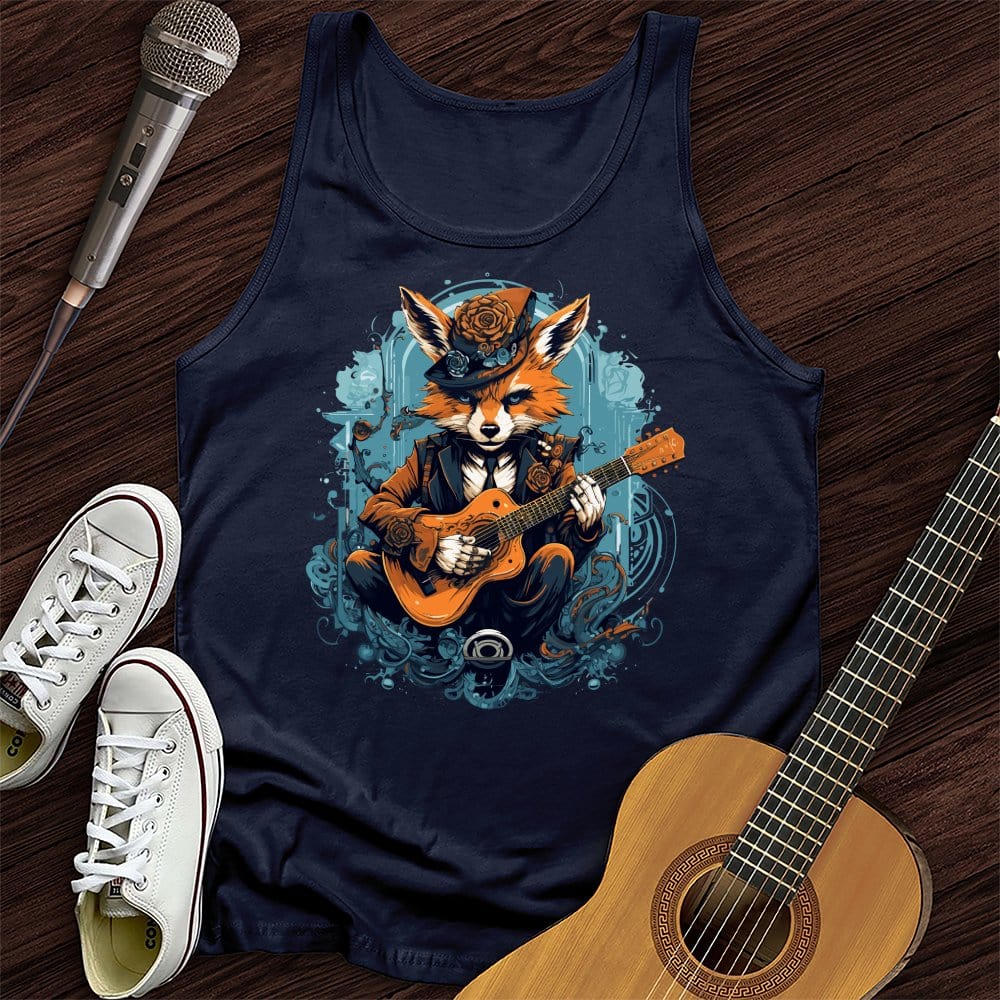 Printify Tank Top Navy / XS Fox Playing Guitar Unisex Tank Top