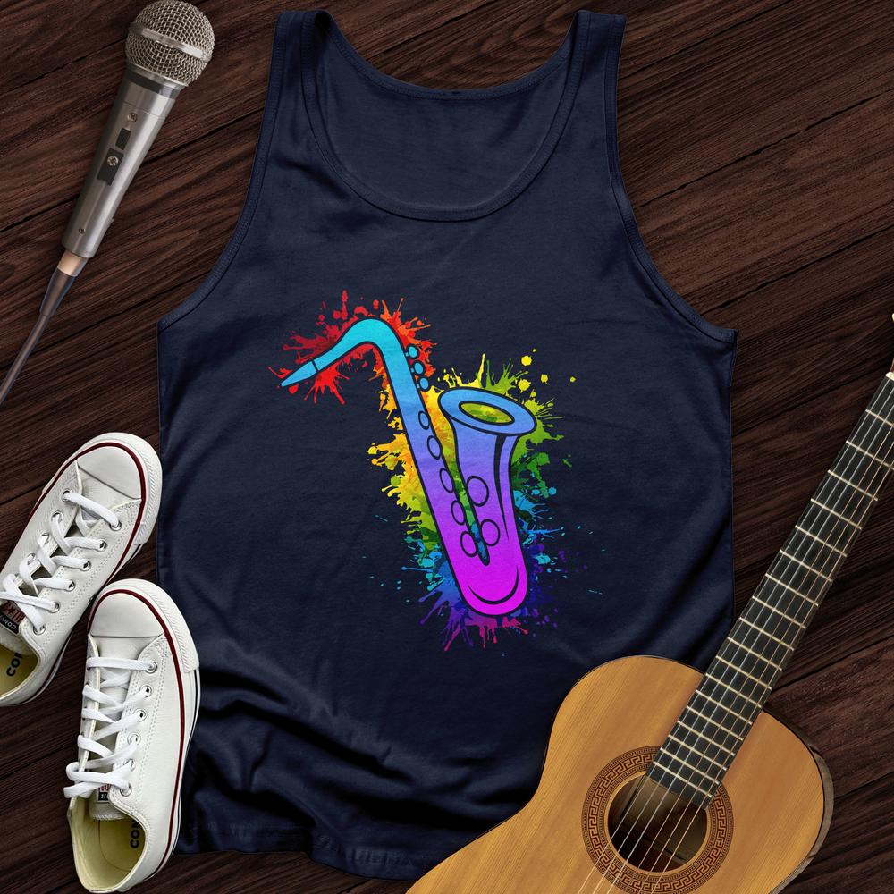 Printify Tank Top Navy / XS Graffiti Sax Unisex Tank Top