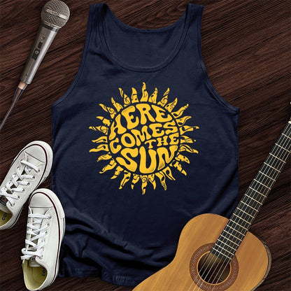 Printify Tank Top Navy / XS Here Comes The Sun Unisex Tank