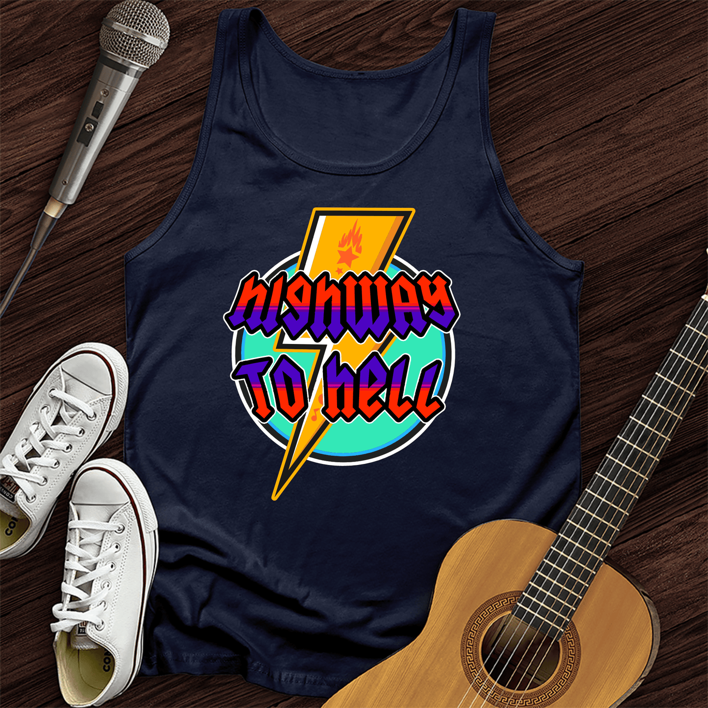 Printify Tank Top Navy / XS Highway To Hell Unisex Tank Top