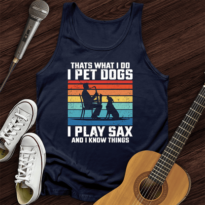 Printify Tank Top Navy / XS I Pet Dogs With Sax Tank Top