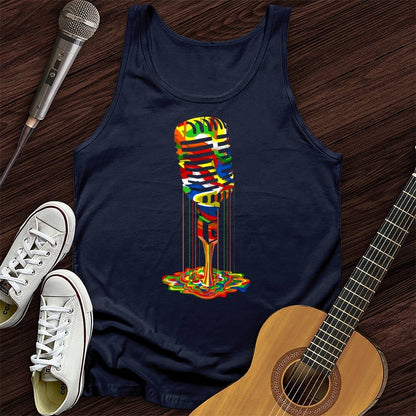 Printify Tank Top Navy / XS Melting Microphone Unisex Tank Top